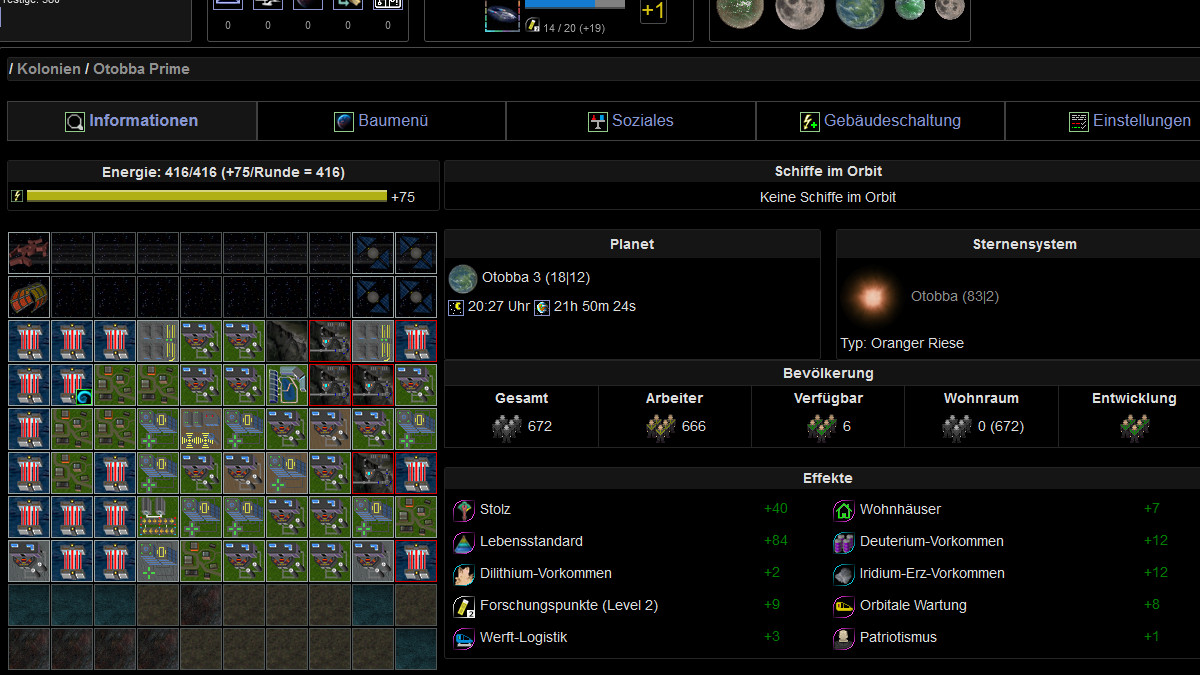 Screenshot Ansicht Kolonie von Star Trek Stuniverse