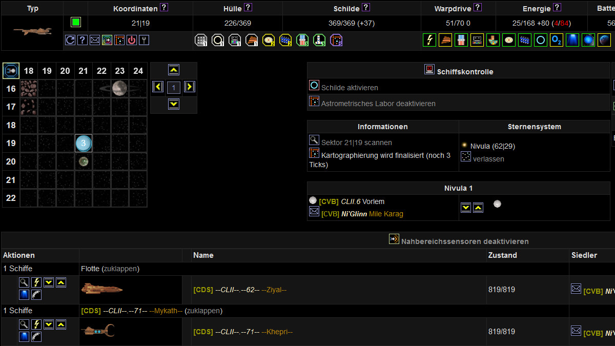 Screenshot Ansicht Schiffs-Hud von Star Trek Stuniverse